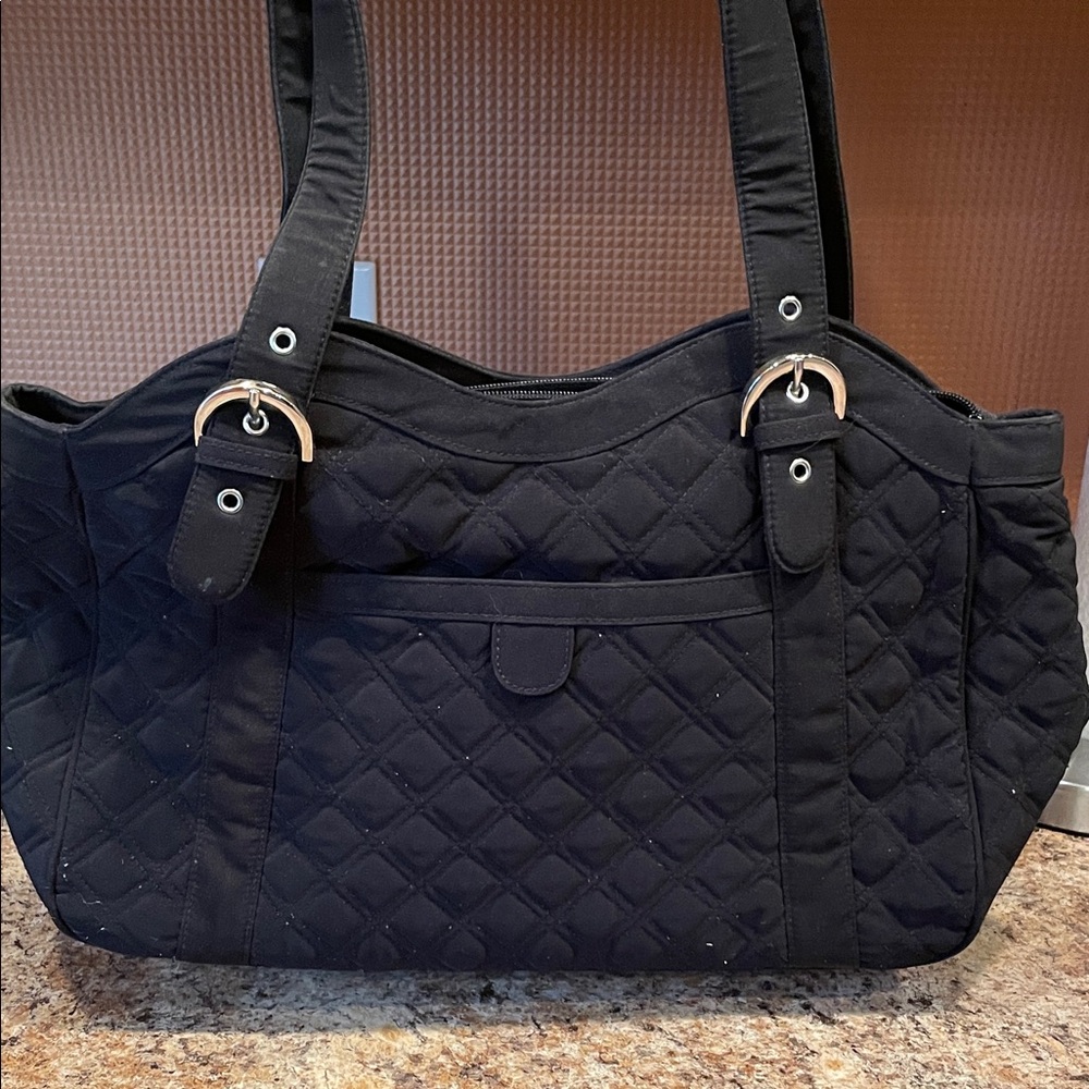 Vera Bradley Black Quilted Tote with Exterior Pocket
